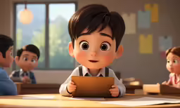 two children are sitting at a table with an ipad
