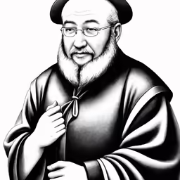 the image shows a portrait of a person in a black hat