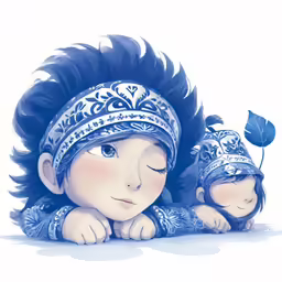 an illustration of an adorable little boy in a headdress