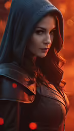 an attractive woman with hooded clothing in a photo