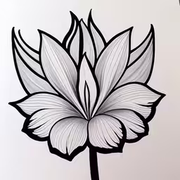 a drawing of a flower on a white background