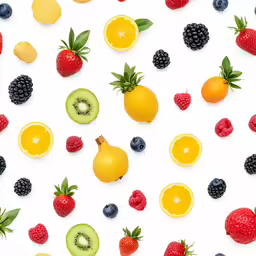 fruits with leaves arranged over it to form the backdrop