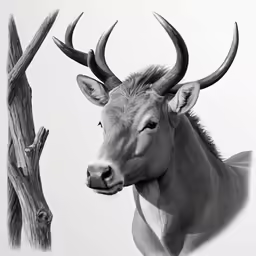 a white - faced deer, by drawing pencils