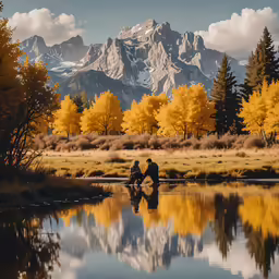 a man sitting on a log near a river