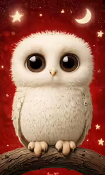 an owl sitting on top of a tree branch under stars