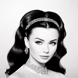a beautiful young woman with long hair in a tiara
