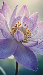the purple lotus is open on the stem
