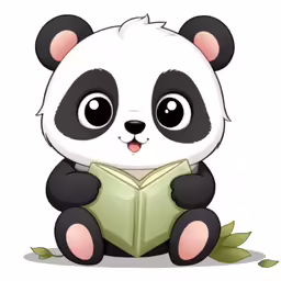 panda bear reading a book on the floor