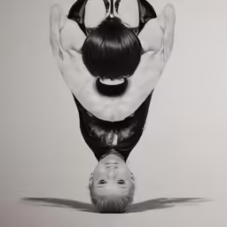 a man is upside down in the air