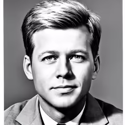 a man with short hair wearing a suit