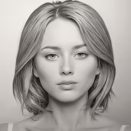 black and white photograph of a woman with very beautiful hair