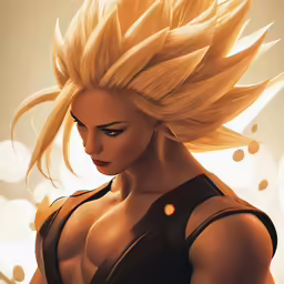 an animated woman in a futuristic costume holding her arms out