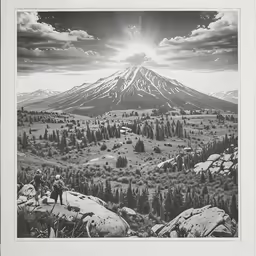 an image of the sun on the mountains from above