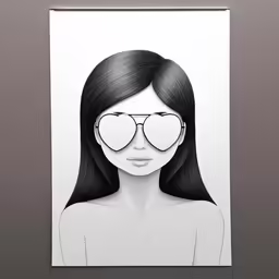 a black and white illustration of a woman with sunglasses