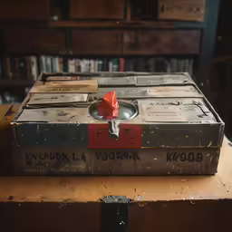 an open suitcase sitting on top of a wooden table