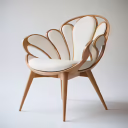 a chair with wings designed to be like a shell