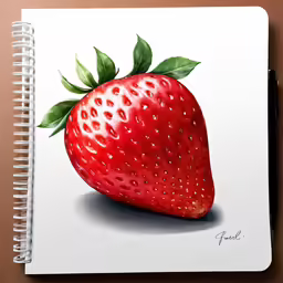 a picture of a strawberry on a notebook