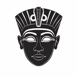 an ancient black mask on white background