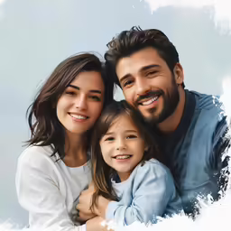 a man with two children and a woman