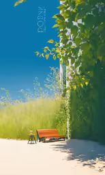 two benches in a field with tall grass