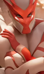 a girl with red hair and white body and arm around her, in an avatar photo