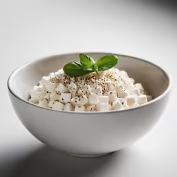 a white bowl filled with food sitting on top of a table