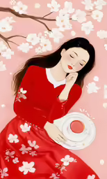 a woman sitting on a chair next to flowers