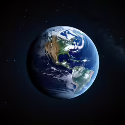 the earth is in a space with stars