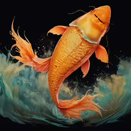 a goldfish is swimming in the ocean waves