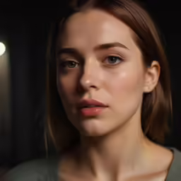a woman is standing with an all - lit look on her face