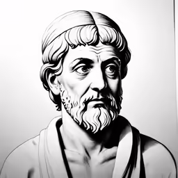 a black and white photo of an ancient man