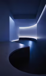 a black and white image of a room with lights on
