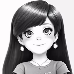 a girl with long dark hair and big eyes