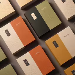 a bunch of different colored books sit on top of each other