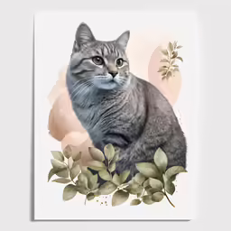 a cat sitting on top of a plant