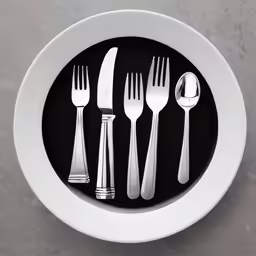 this is a black and white photo of spoons, forks, and knifes