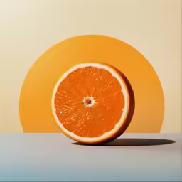 the grapefruit is cut in half with the background light