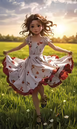 an art work of a girl on the grass