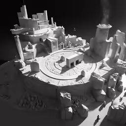 the ancient city, with buildings and large rocks