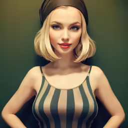 a woman in striped top looking to her side