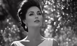 black and white photograph of a woman wearing jewelry