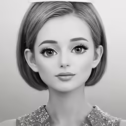 a woman with very short hair is in a black and white photo