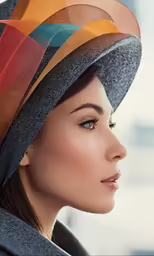 a woman with a hat on her head