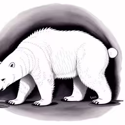 a bear walking into an opening on a white background,an animal with one eye on the ground