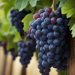 a cluster of grapes hanging from a vine