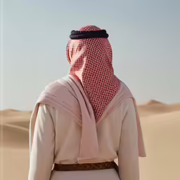 the back of a person standing in a desert
