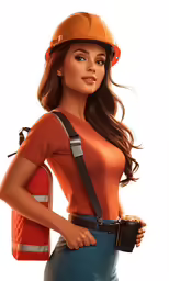 a woman with a hardhat wearing a construction hat