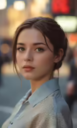 an asian woman is posing on the street
