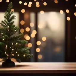 a small christmas tree on a wooden table
