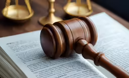 an gaven, and scales of justice, sit on top of the law book